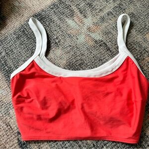 Aerie Red Scoop Workout Top sz L